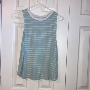 SO Flowy tank top. Lightweight. Light blue color with small white stripe